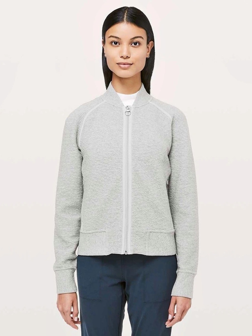 Lululemon On Repeat Bomber Heather Gray Zip-Up Jacket